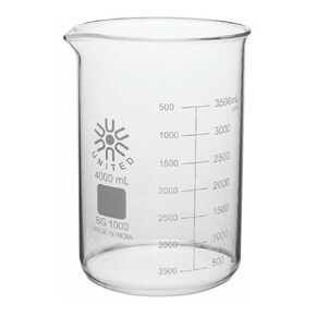 United Scientific ™ BG1000-4000 Borosilicate Laboratory Glass Glass Beakers | غريفين نمط منخفض شكل دورق | تخرج مع spout | مصممة للمختبرات والكيمياء الفصول الدراسية | سعة 4000 مل