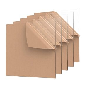 INTELLIMADE, Acrylic Sheet Plexiglass 12" x 12" Squre Panel 1/4" (6mm) Thick, Cast Plexi Glass Board with Protective Paper for Signs, DIY Display Projects, Craft and Easy to Cut, 5-Pack, Clear