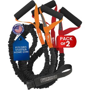 Resistance Bands 2-Pack with Door Anchor - Home Gym Workout Equipment Set - Secure & Durable for Exercise, Body Stretching & Strength Training for Men & Women's Fitness - 7lbs & 18lbs Bands