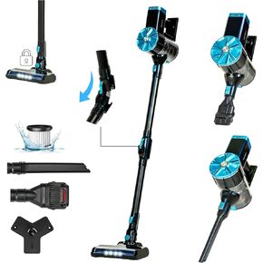 Cordless Stick Vacuum Cleaner – Bendable Stick Vacuum, Self-Standing Design, LED Lights, Leightweight, and Rechargeable – Ideal Cordless Vacuum Cleaner for Home