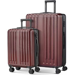 2 Piece Luggage Set, Hardside Lightweight Suitcase Sets with Spinner Wheels (20inch/28inch, Green)
