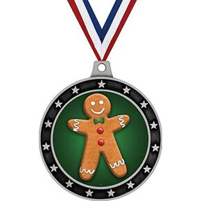 Crown Awards 2.5" Silver Gingerbread Man Universe Star Medal, Gingerbread Man Medals, Prime