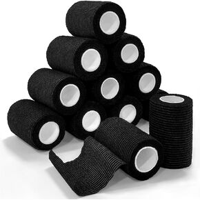 Ever Ready First Aid Self Adherent Cohesive Bandages 3" x 5 Yards - 12 Count, Black