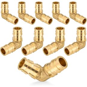 (10-Pack) Seelink PEX-A Expansion Fittings, 1/2 Inch PEX-A Elbow, Brass Expansion Pipe Fittings, for PEX Tubing Pipe Hose Fittings, ASTM F1960