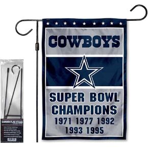 WinCraft Cowboys 5 Time Champions Garden Flag and Stand Pole Holder Mount