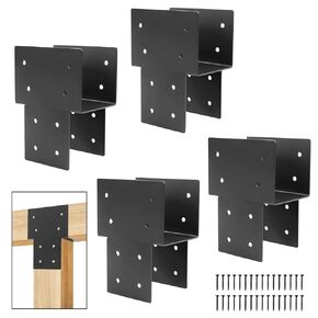 4 Pcs 4 "x 4 "Post Cap Tie Rod Brackets(Actual 3.6 "x3.6), Heavy Duty Wood Beam Tie Rod Brackets, for Supporting Outdoor Pergolas, Gazebos, Decks and Porches