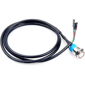 16mm Chassis Switch Metal Button Switch with 100CM 3.3FT Extension Cable Yellow Ring LED Suitable for DIY Computer Switch and Restart Button Pc Power Button Cord