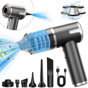 Car Vacuum Portable Cordless, 15000Pa High Power Handheld Car Vacuum Cleaner, 4-in-1 Mini Vacuum Cleaner and Air Duster with Multi-Nozzles for Car, Home, Office, Pet (Grey)