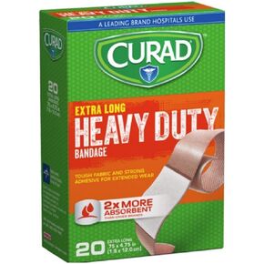 Curad Heavy Duty Bandage Extra Long Each .75 x 4.75 in Lenghts, Tan, 20 Count