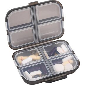 Travel Pill Organizer Small 8 Grid Compartments Pill Holder Box - Portable Medicine Container Case - Daily Weekly Medication Organizer