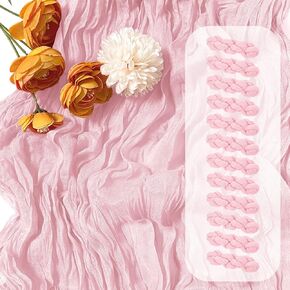 12 Pack Light Pink Cheesecloth Table Runner 17 x 108 Inch Gauze Table Runner Fabric Semi Sheer Cheese Cloth Table Runner Bulk for Rustic Romantic Wedding Baby Shower Table Decoration