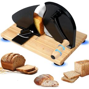 Manual Bread Slicer for Homemade Sourdough Bread, Adjustable Thickness, Evenly Slicing, Hand Crank Bread Slicer with Scale Line and Suction Cup, Sharp Blade, Suitable for Sourdough, Crusty Bread, Etc