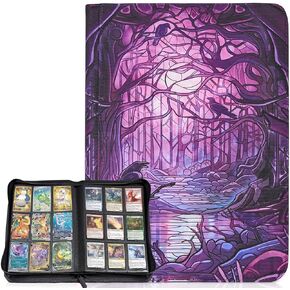 MTG Card Binder, 9-Pocket Magic Card Album, Holds 360 Cards, Leather Side -Loading Card Storage Binder, Premium Card Collector Book for TCG Players (Hidden Island)