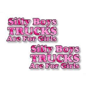 2 Silly Boys Trucks are for Girls Pink CAMO 8" Vinyl Decals for Pickup Highboy Offroad Truck 4x4 Off Road Vinyl Stickers (Pink CAMO)