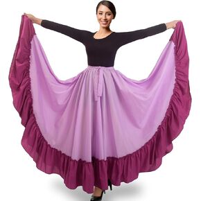 Adjustable Professional Dance Skirt | Folkloric Mexican Dance or Flamenco Dancing | Double Circle | Lilac & Violet
