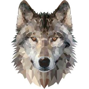 Grey Wolf Geometric Artistic Decal - Five Inch Tall Full Color Decal On 3M Reflective Material