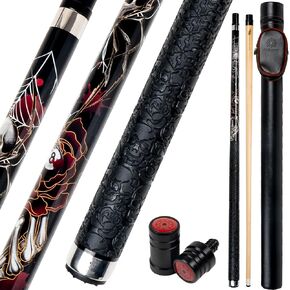 Collapsar CBP Pool Stick with 1X1 Hard Case,13mm Tip with Low Deflection Technology Billiard Cue,58" 2-Pieces 19-21 oz Professional Pool Cue Set