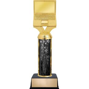 Customizable 11" Computer Black Star Trophy Award, Engrave Now