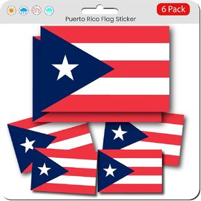 Puerto Rico Stickers (6 Pack) – Waterproof, Durable Vinyl Featuring Puerto Rico Flag Stickers – Perfect for Laptops, Cars, Water Bottles, Truck - Bubble Free