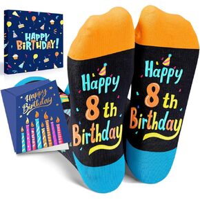 HAPPYPOP 8th Birthday Gifts Socks Ideas - Eight Year Old Gifts for Kids in Birthday Gift Box, Presents for 8 Year Olds with Greeting Card, Gifts for Boys Girls Age 8