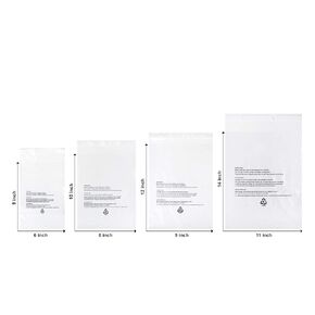 Infinite Pack 400 CT Combo6x9,8x10,9x12,11x14 inches Self Sealing Clear Poly Bags w/Suffocation Warning, Strong Adhesive, Not Resealable, FBA compliant