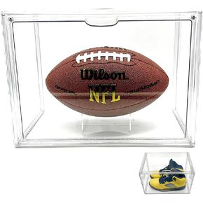 Football Display Case Full Size, Clear Acrylic Football Case Display Case Magnetic Door Stackable Box
