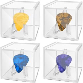 4 pcs Acrylic Guitar Pick Holder, SourceTon Guitar Pick Case, Guitar Pick Display Case, Ring Display for Guitar Plectrums, Rings, Championship Rings Display, Collection, Storage