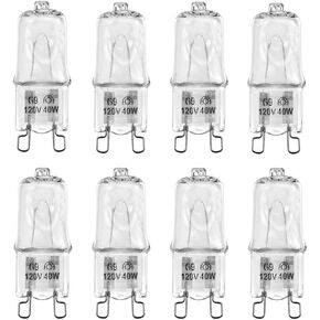 G9 Halogen Light Bulbs,120V T4 Bi-Pin 40W Xenon Small Light Bulb for Chandeliers, Spot Down Lamp, Cabinet Lights, Long Lasting Lifespan with High Brightness, Warm White,8 Pack