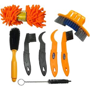Bicycle Cleaning Brush Tool Including Bike Chain Scrubber Kit, Bicycle Chain Cleaning Agent, Chain Lube Fit for Mountain, Road, City, Hybrid, BMX Bike and Folding Bike