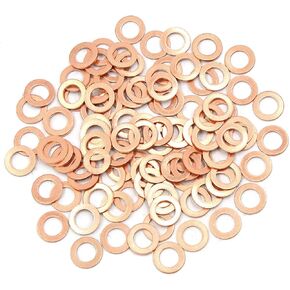 100pcs M8 x 13mm x 1mm Copper Flat Washer Sealing Gasket Ring for Screw Bolt Nut Replace Parts