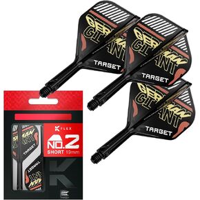 TARGET Darts Gabriel Clemens K Flex Flights and Shaft System, No.2 | Pack of 3 Kflex All in One Flights, Player Edition Darts Accessories | K-Flex Dart Stem Short/Intermediate/Medium