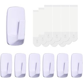 Heavy Duty Wall Hooks 6 pcs with 12 Adhesive Strips, Removable Wall Hooks for Hanging, Damage Free Hanging Hooks, Coat Hooks, Towel Hooks, Robe Hooks, Key Holder