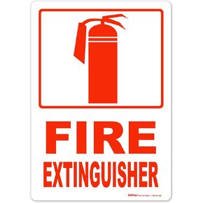 Brimar - 7" x 10" - Fire Extinguisher Sign - 3.5 Mil InfiniStick™ Vinyl Label - Bold Text - Easy Installation