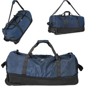 32" Soft-Sided Wheeled Luggage Bag,110L Expandable 140L Rolling Duffle Bag,Foldable Large Travel Bag with 2 Wheels,Black-red