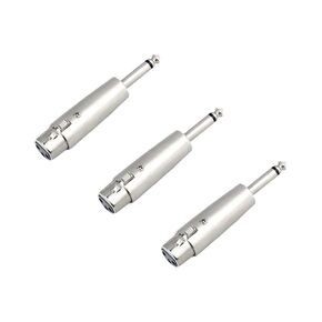 Professional 6.35mm 1/4 Inch Mono Male Plug to 3 Pin XLR Female Jack Stereo Audio Microphone Adapter Converter Connector，Stereo Balanced Audio Connector- 3 Pack