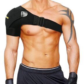 Shoulder Stability Brace with Pressure Pad by Babo Care - Light and Breathable Neoprene Shoulder Support for Rotator Cuff Dislocated AC Joint Labrum Tear Shoulder Pain Shoulder Compression Sleeve