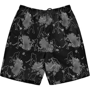 Hockey Player Print Swim Trunks for Boys Quick Dry Boys Swimsuit Stretch Swim Shorts Children Novelty Board Shorts for Beach