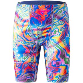 Boys Swim Jammers - Youth Competitive Swim Racing Team Swimming Shorts Swimsuit UPF 50+(Purple/Curve,S)