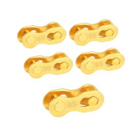 Bicycle Chain Master Link Reusable Bike Chain Connecting Link, for 9 Speed, Road Bicycle and Mountain Bike, Metal Bike Master Link, Bicycle Chain Missing Link Connector, 5 Set Pack Gold
