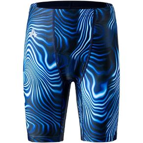 Boys Swim Jammers - Youth Competitive Swim Racing Team Swimming Shorts Swimsuit UPF 50+(Navy/Curve,M)