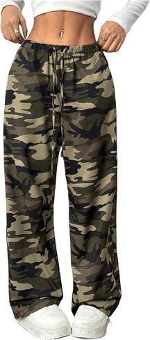 COZYEASE Women's Straight Leg Camo Pants Drawstring Waist Casual Baggy Sweatpants Long Trousers with Pockets in Saudi Arabia