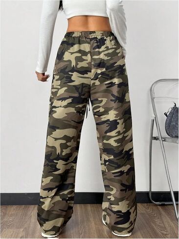 COZYEASE Women's Straight Leg Camo Pants Drawstring Waist Casual Baggy Sweatpants Long Trousers with Pockets in Saudi Arabia