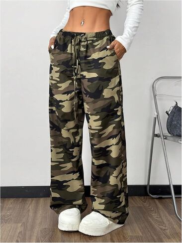 COZYEASE Women's Straight Leg Camo Pants Drawstring Waist Casual Baggy Sweatpants Long Trousers with Pockets in Saudi Arabia