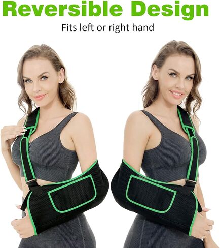 Arm Sling, Arm Sling for Shoulder Injury, Rotator Cuff Pillow, Arm Sling Shoulder Immobilizer, with Adjustable Padded, Shoulder Brace for Women Men, Arm Sling for Wrist Elbow Injury, Women Support Straps for Left&Right (Black, Large/X Large) in Saudi Arabia
