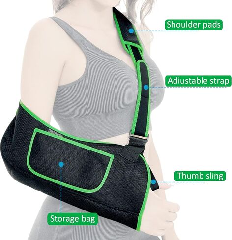 Arm Sling, Arm Sling for Shoulder Injury, Rotator Cuff Pillow, Arm Sling Shoulder Immobilizer, with Adjustable Padded, Shoulder Brace for Women Men, Arm Sling for Wrist Elbow Injury, Women Support Straps for Left&Right (Black, Large/X Large) in Saudi Arabia