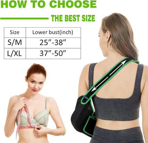 Arm Sling, Arm Sling for Shoulder Injury, Rotator Cuff Pillow, Arm Sling Shoulder Immobilizer, with Adjustable Padded, Shoulder Brace for Women Men, Arm Sling for Wrist Elbow Injury, Women Support Straps for Left&Right (Black, Large/X Large) in Saudi Arabia