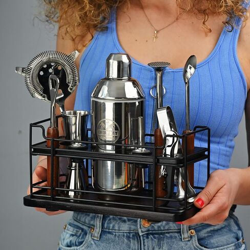 EVERYDAY COCKTAIL® |10-Piece Luxury Bar Tools Set with Wooden Box | Cocktail Shaker | Bartender Kit - Cocktail Kit |Bar Accessories for The Home Bar Set, Cocktail Set, Bar Tools | Bartender Set in Saudi Arabia