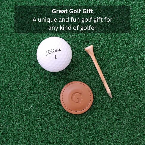 Thom Personalized Golf Golf Marker A -Z ، (مجموعة من 2) لاعبي الغولف - علامة الكرة المغناطيسية مصنوعة يدويًا مع جلد نباتي 100 ٪ - أشياء غولف ممتعة للرجال - هدايا الجولف المخصصة in Kuwait