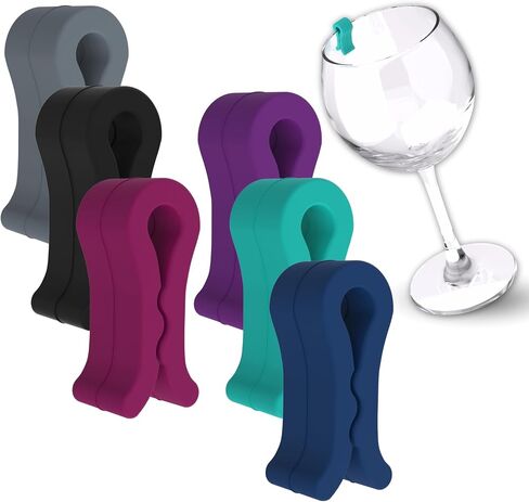 LF Bambú®️ 6 Wine Glass Markers with a Classic Style ┃ Drink Markers for glasses ┃ Silicone drink markers ┃ Party drink tags in Saudi Arabia