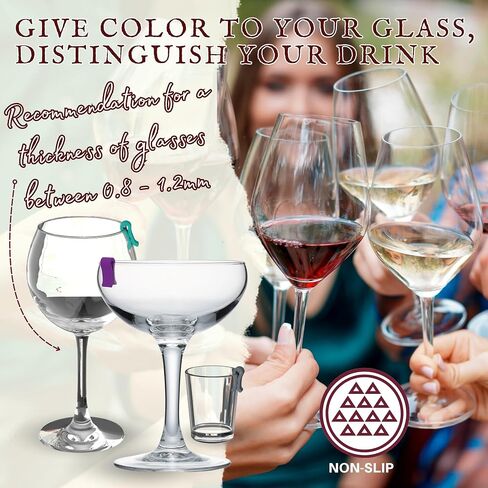 LF Bambú®️ 6 Wine Glass Markers with a Classic Style ┃ Drink Markers for glasses ┃ Silicone drink markers ┃ Party drink tags in Saudi Arabia